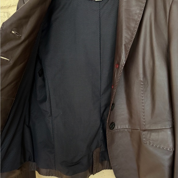 Faconnable Dark Brown Lambskin Leather Blazer - Picture 5 of 7